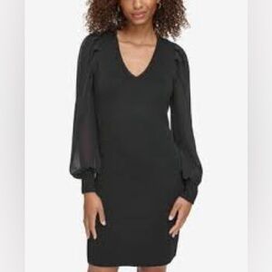 KARL LAGERFELD PARIS Women's Chiffon-Sleeve Sweater Dress